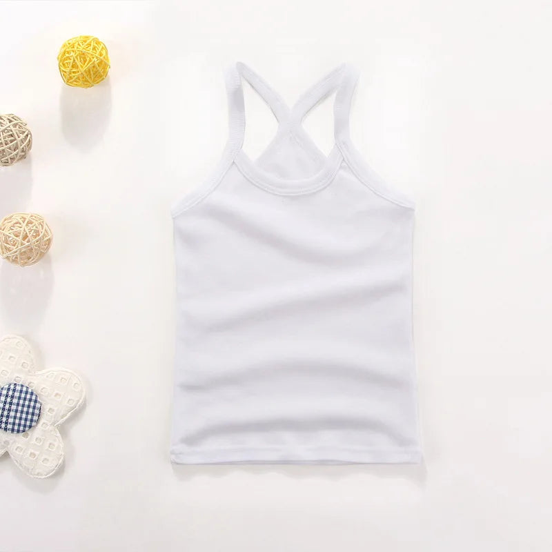 Girls Sleeveless Cotton Solid Colored T-shirts/Vest