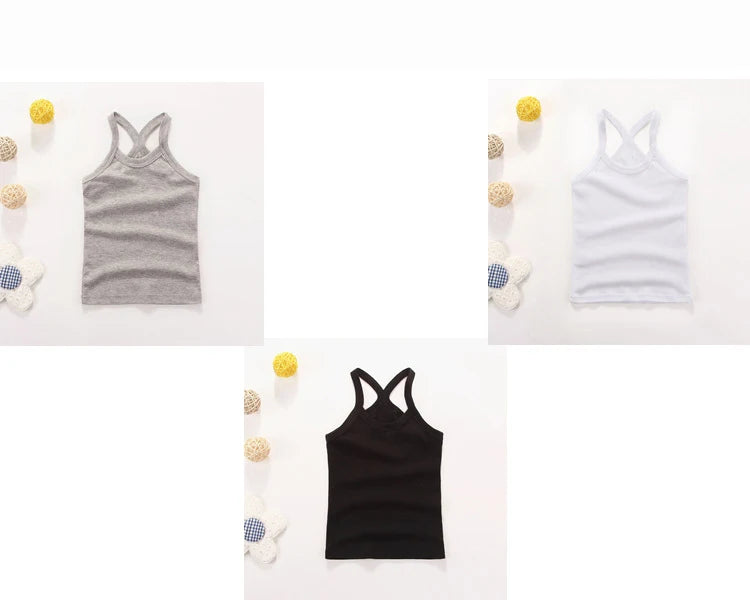 Girls Sleeveless Cotton Solid Colored T-shirts/Vest