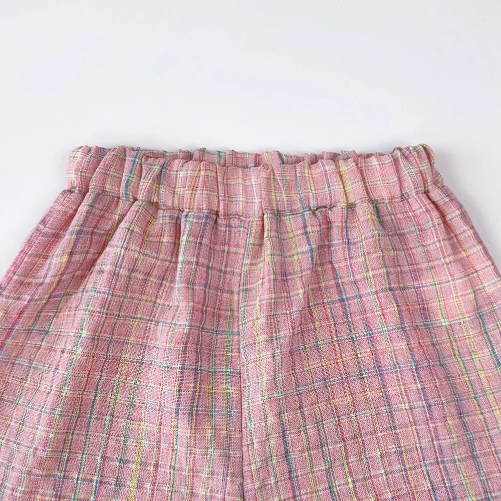 Girl's Pink Summer Two-piece Set W/Ruffles