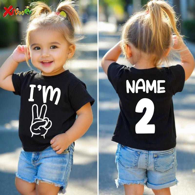 Kids Custom Name and I'M 1 2 3 4 5 Years Old Birthday Shirt