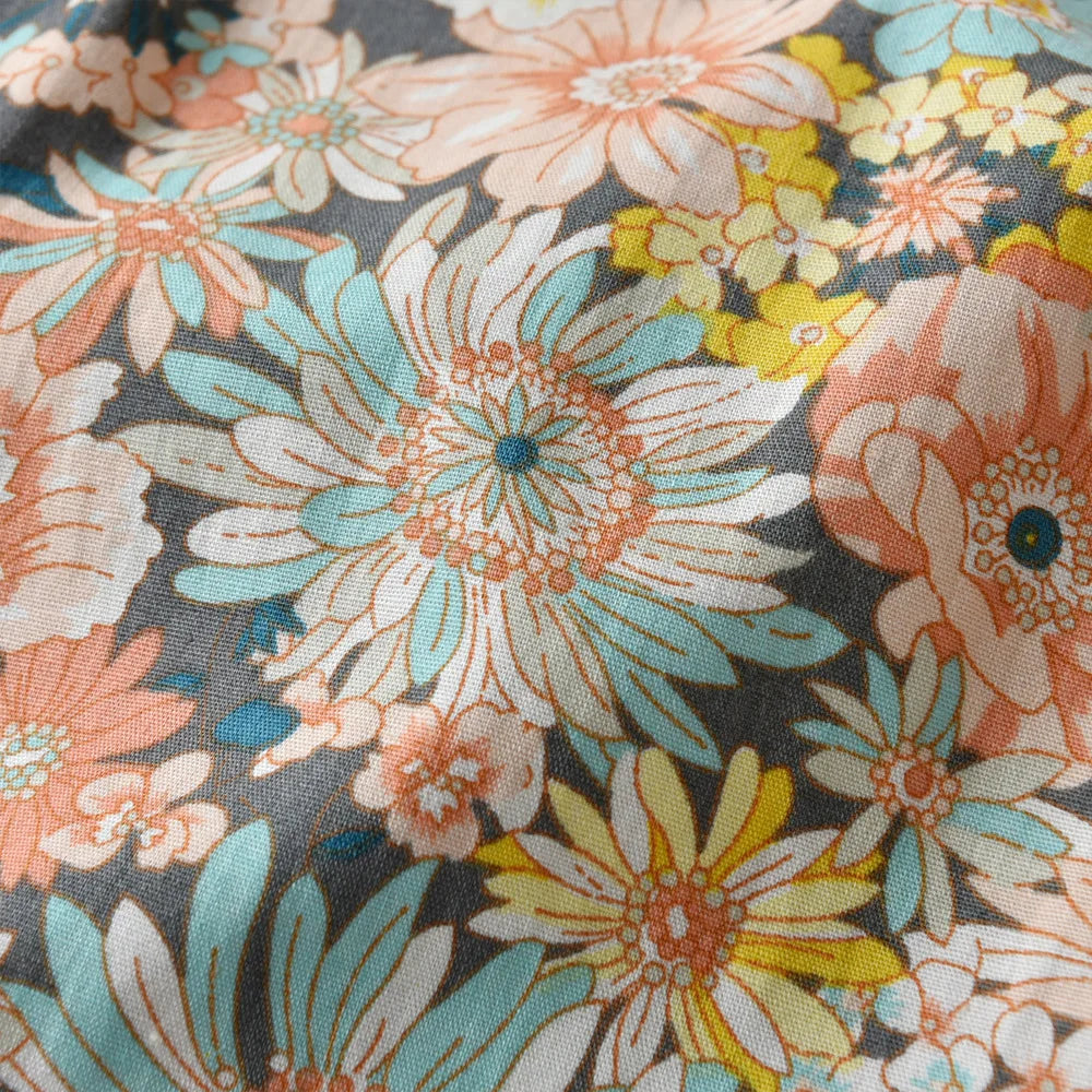 Boy's Summer Flower Printed Causal Suit W/ Bow Tie Pure Cotton 2-8 Years