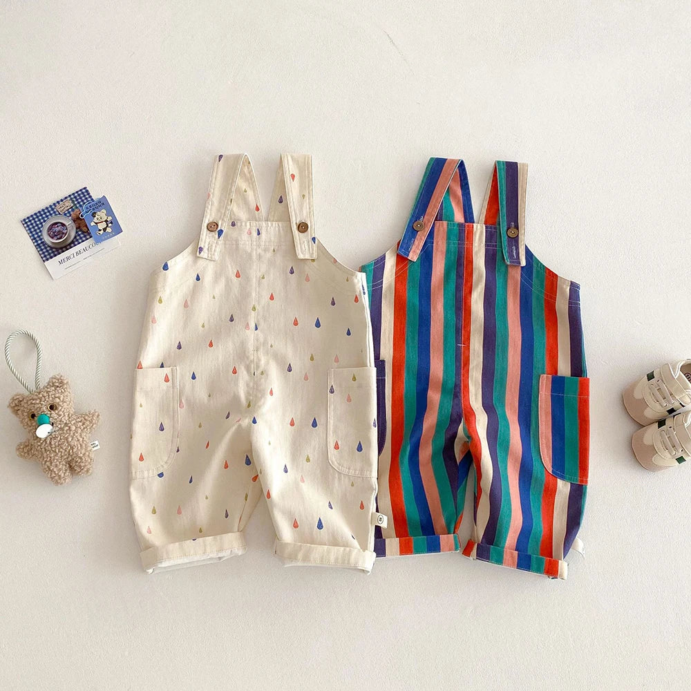 Unisex New Spring Polk Dot/Striped Overalls
