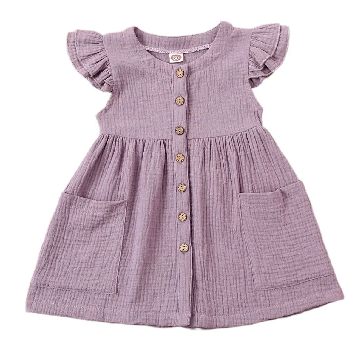 0-6 Years Toddler/Kid Baby Girl Cotton Summer Dress w/ Ruffled Sleeves
