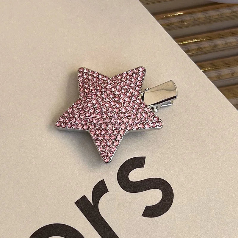 Fashion Luxury Vintage Pink/Silver Heart Rhinestone Hair Clips For Women/Girls