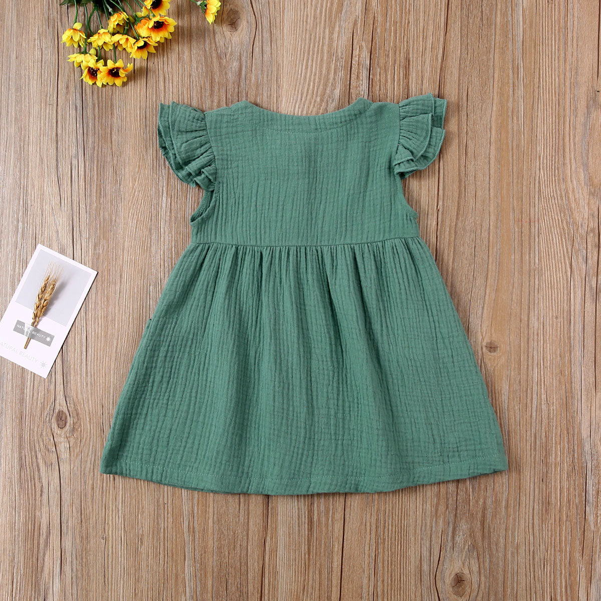 0-6 Years Toddler/Kid Baby Girl Cotton Summer Dress w/ Ruffled Sleeves