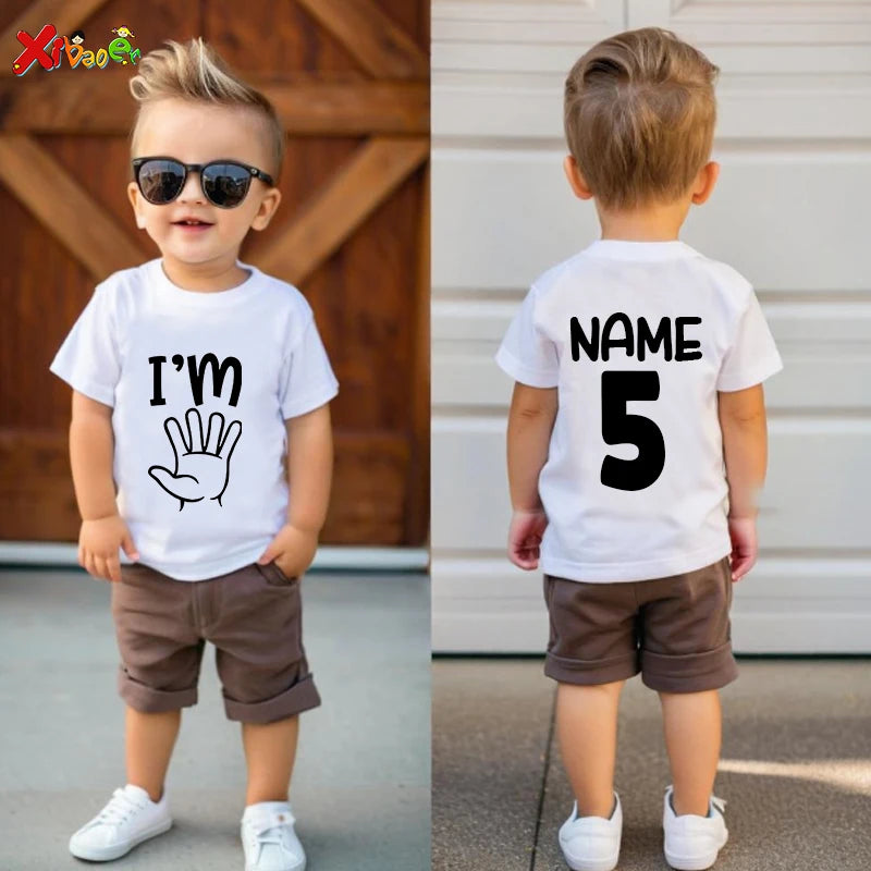 Kids Custom Name and I'M 1 2 3 4 5 Years Old Birthday Shirt