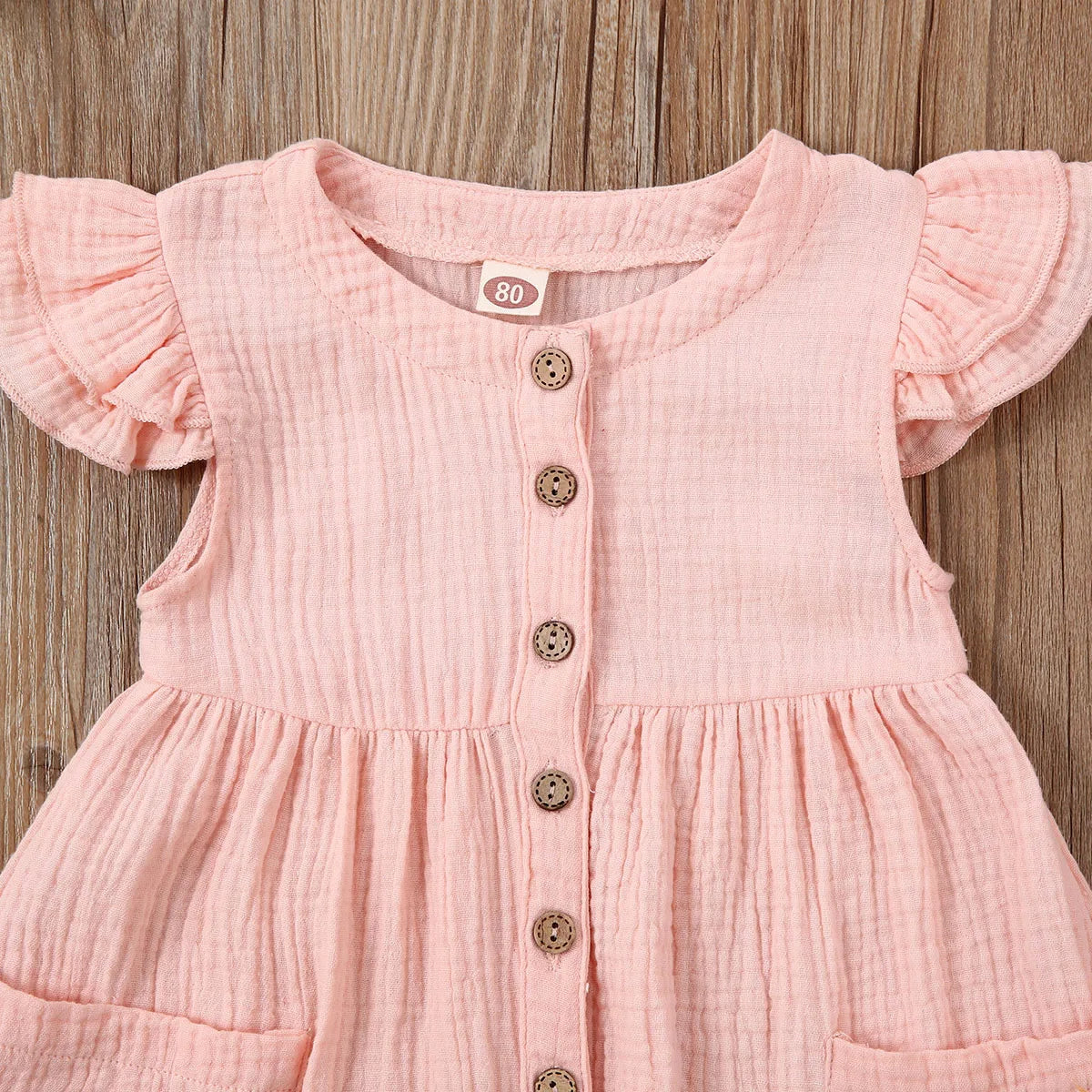 0-6 Years Toddler/Kid Baby Girl Cotton Summer Dress w/ Ruffled Sleeves