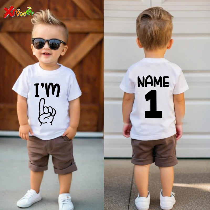 Kids Custom Name and I'M 1 2 3 4 5 Years Old Birthday Shirt