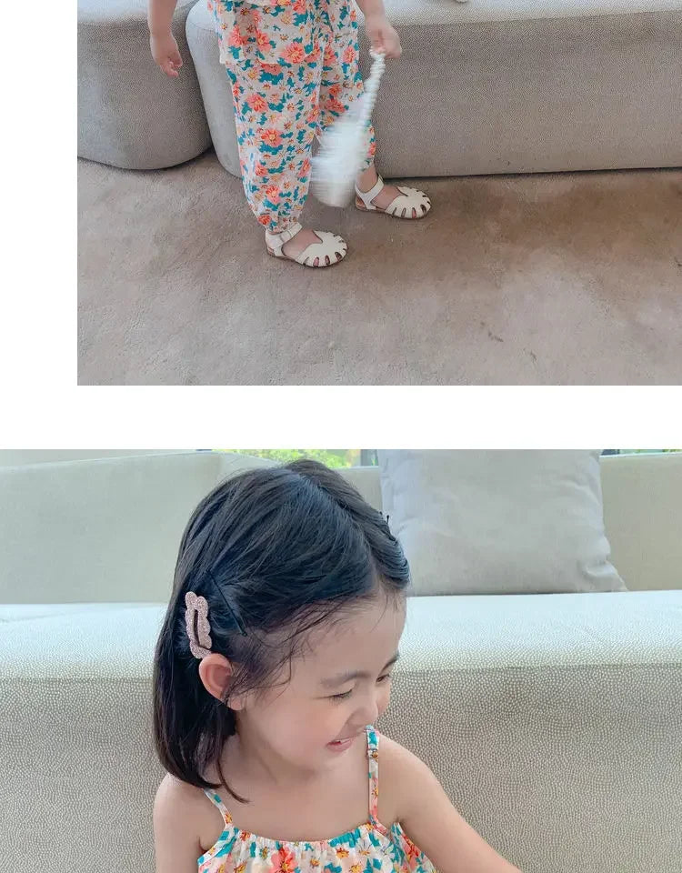 Summers New Baby Girl Cute Floral Vest And Anti-Mosquito Pants