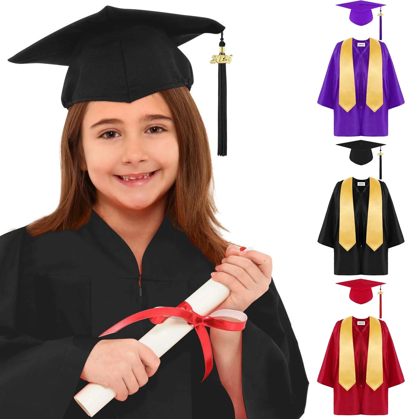 2025 Kids Kindergarten Graduation Cap/Gown Sets