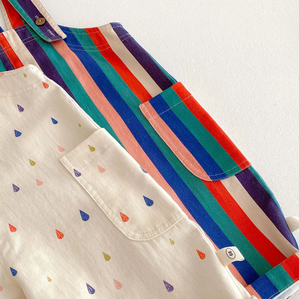 Unisex New Spring Polk Dot/Striped Overalls