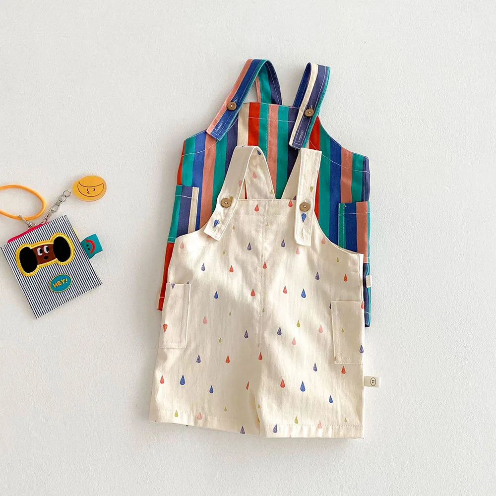 Unisex New Spring Polk Dot/Striped Overalls