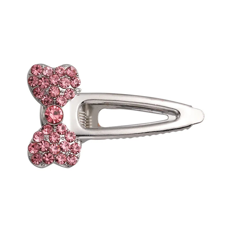 Fashion Luxury Vintage Pink/Silver Heart Rhinestone Hair Clips For Women/Girls