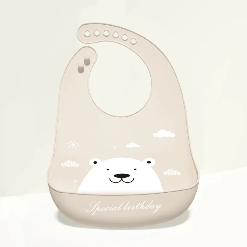 Newborn Adjustable Cartoon Printed Waterproof Soft Silicone Bib