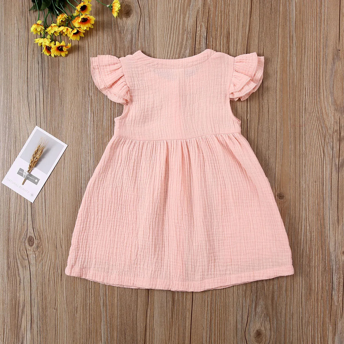 0-6 Years Toddler/Kid Baby Girl Cotton Summer Dress w/ Ruffled Sleeves