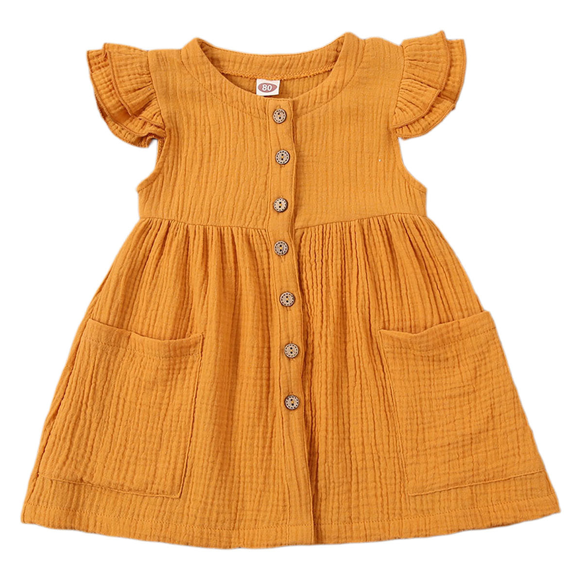 0-6 Years Toddler/Kid Baby Girl Cotton Summer Dress w/ Ruffled Sleeves