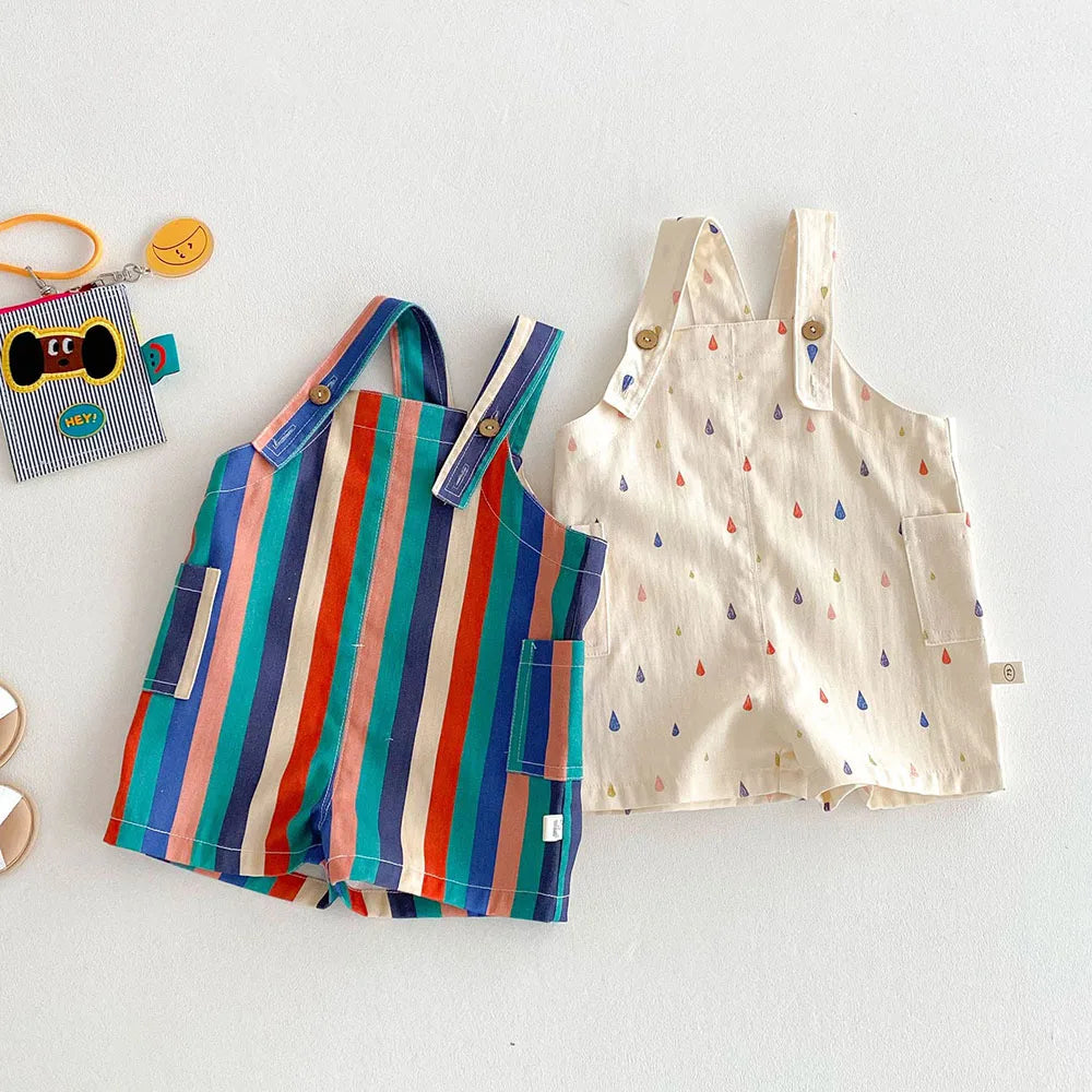 Unisex New Spring Polk Dot/Striped Overalls