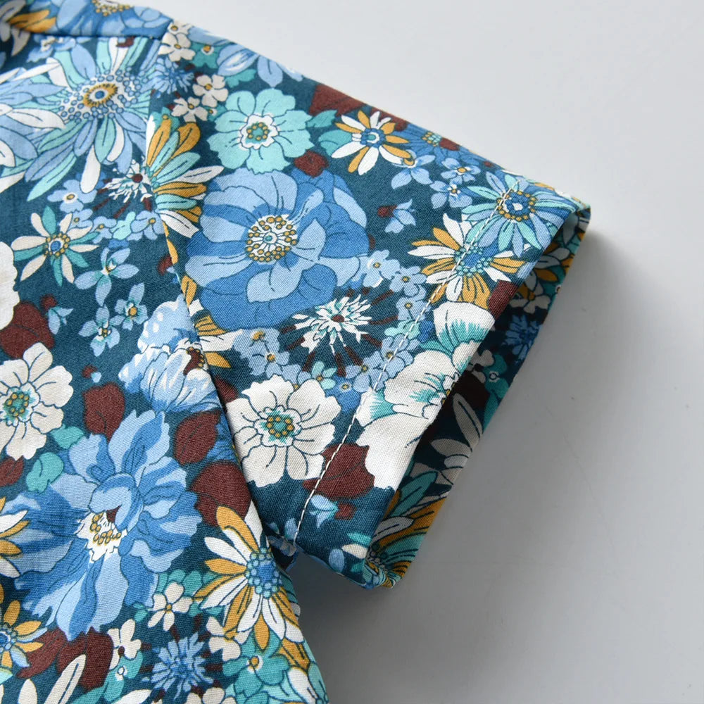 Boy's Summer Flower Printed Causal Suit W/ Bow Tie Pure Cotton 2-8 Years