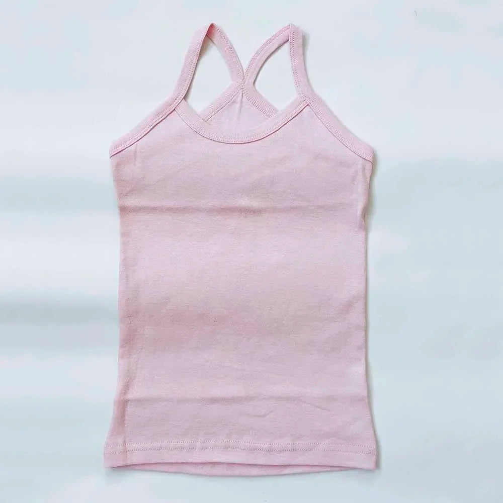 Girls Sleeveless Cotton Solid Colored T-shirts/Vest