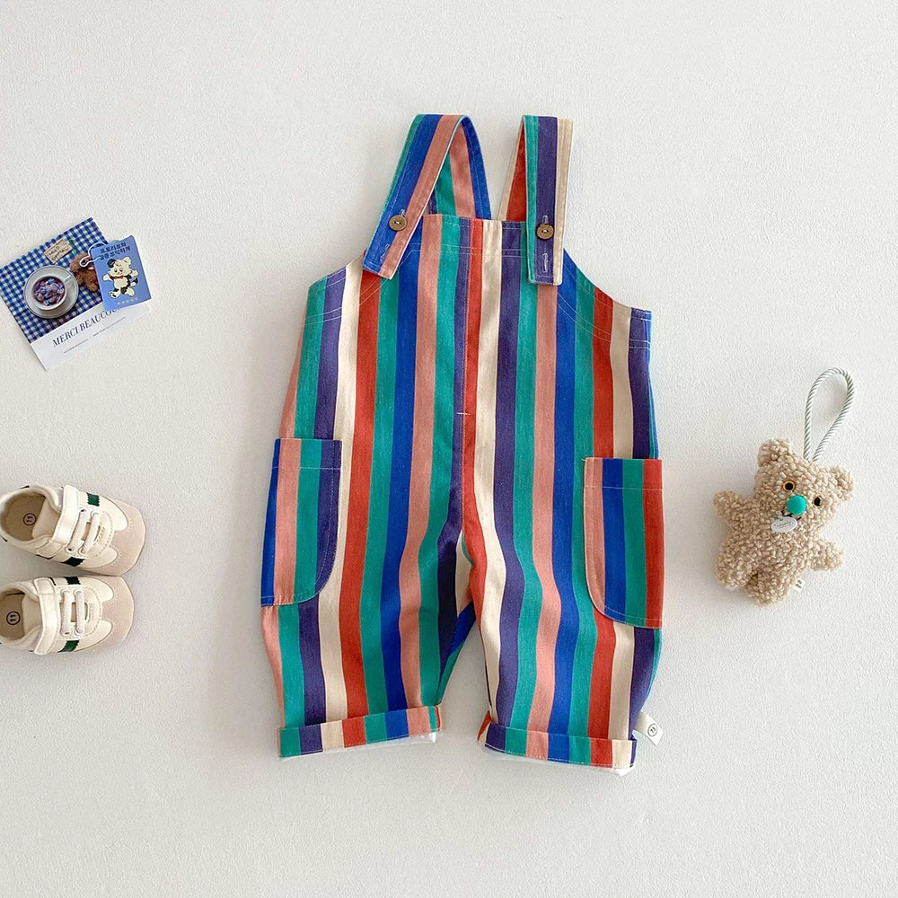 Unisex New Spring Polk Dot/Striped Overalls