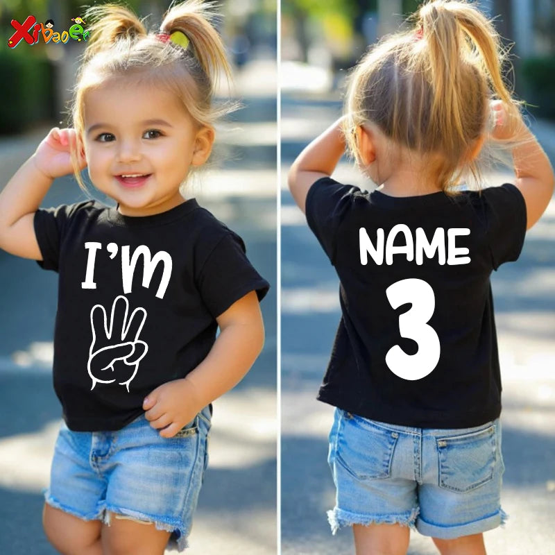 Kids Custom Name and I'M 1 2 3 4 5 Years Old Birthday Shirt
