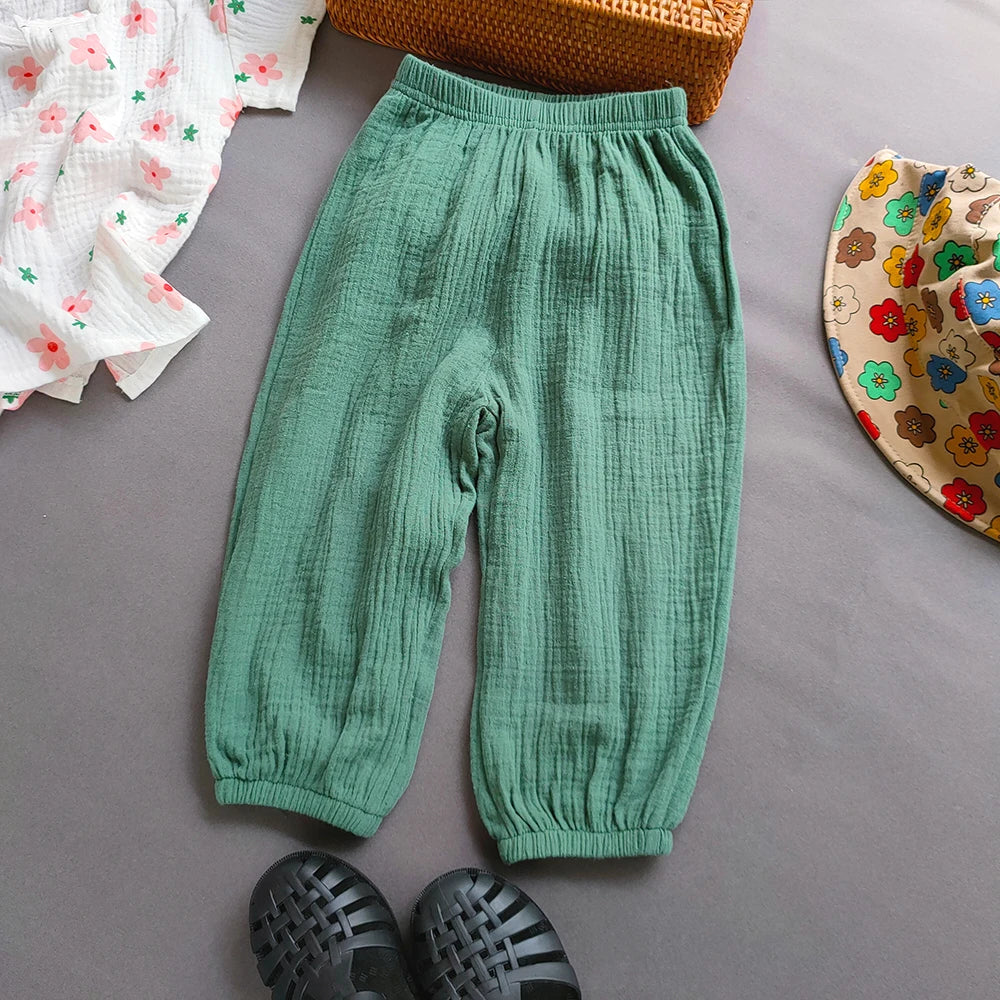 Unisex Summer Breathable Cotton Linen Loose Harem Pants