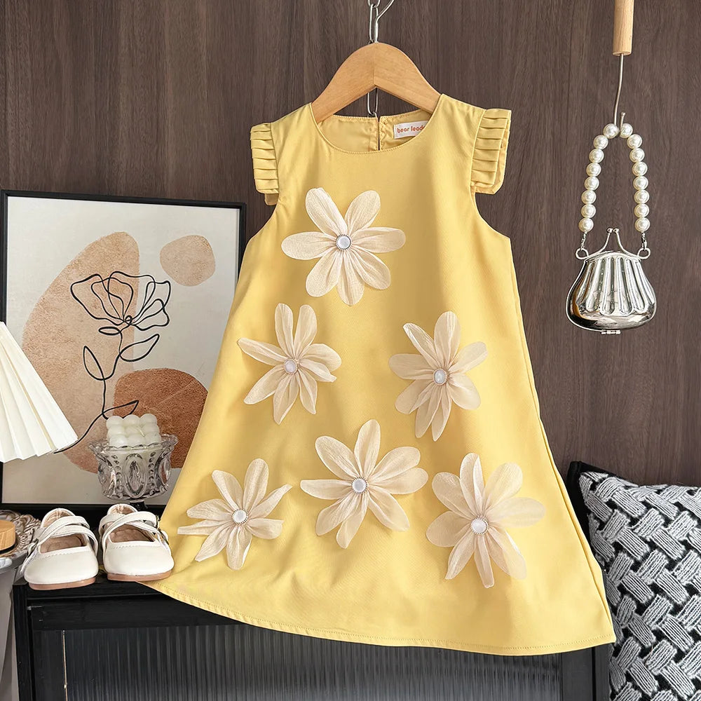 3D Girls Princess Flower Dress