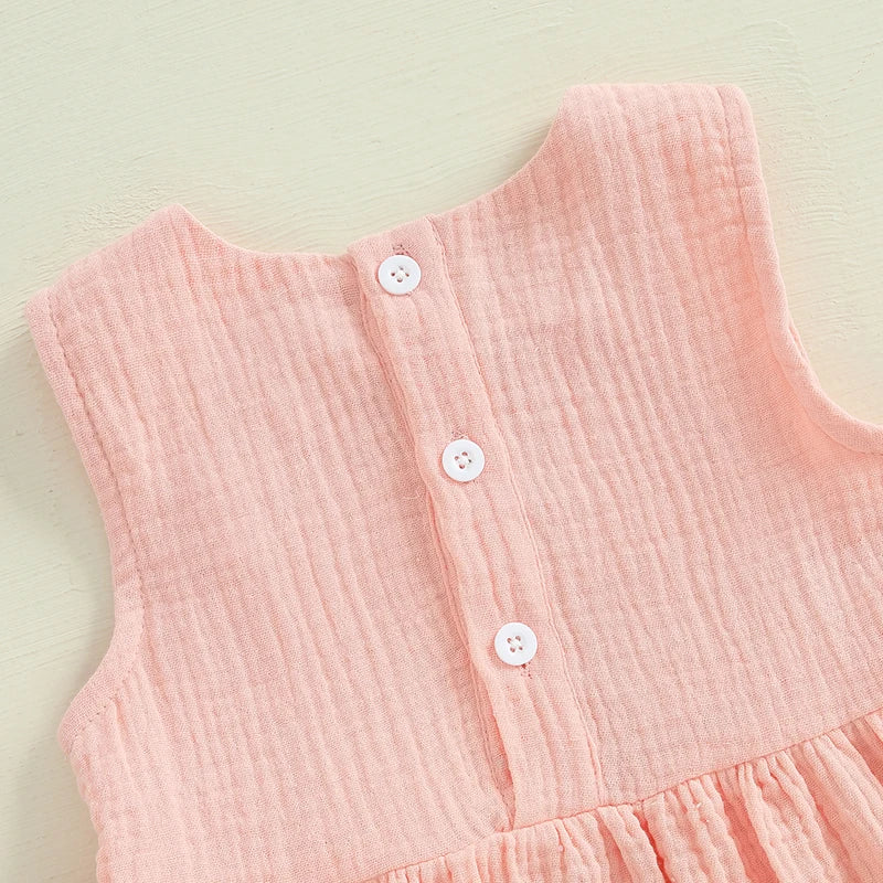 Lioraitiin Toddler Girl Summer Clothes Solid Color Bow Round Neck Tank Tops + Elastic Waist Ruffled Shorts Set
