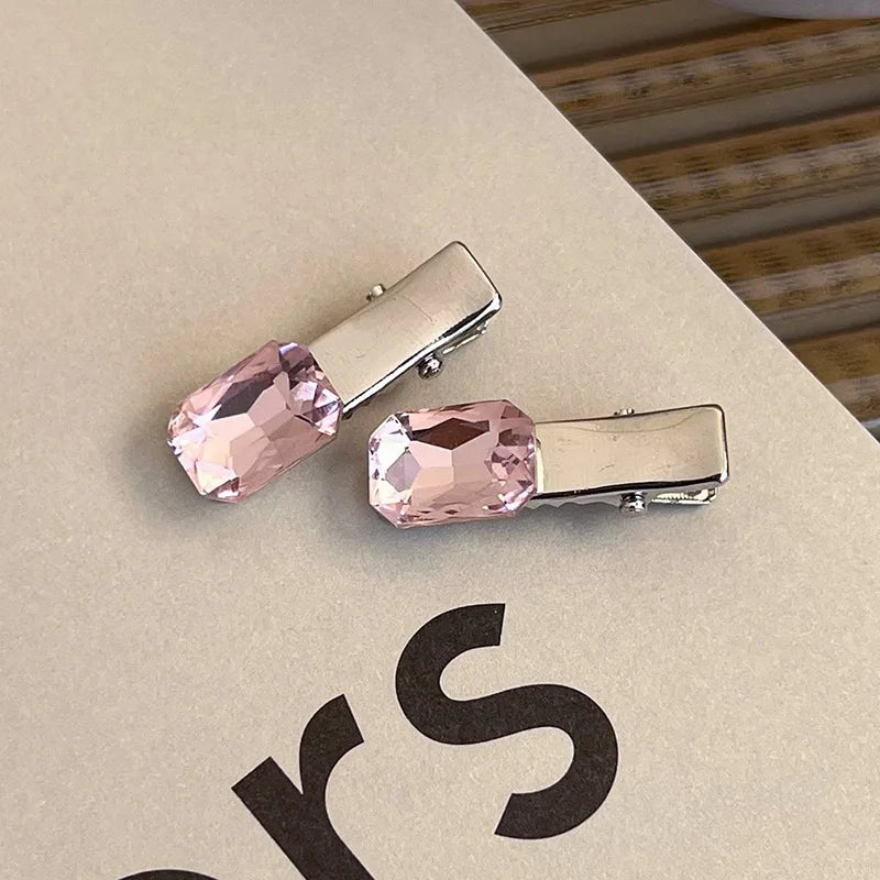 Fashion Luxury Vintage Pink/Silver Heart Rhinestone Hair Clips For Women/Girls