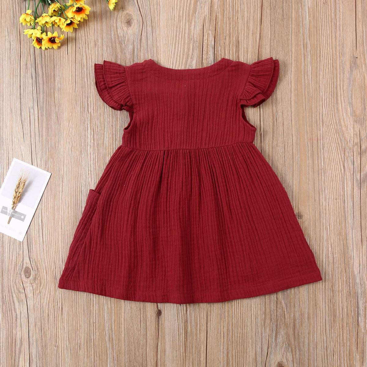 0-6 Years Toddler/Kid Baby Girl Cotton Summer Dress w/ Ruffled Sleeves