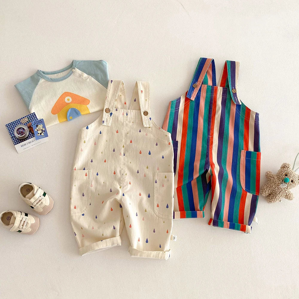 Unisex New Spring Polk Dot/Striped Overalls
