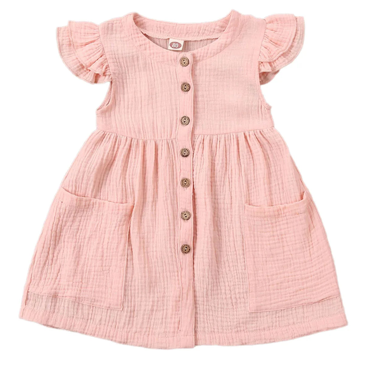 0-6 Years Toddler/Kid Baby Girl Cotton Summer Dress w/ Ruffled Sleeves