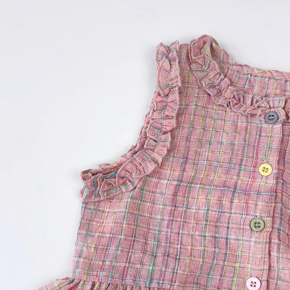 Girl's Pink Summer Two-piece Set W/Ruffles