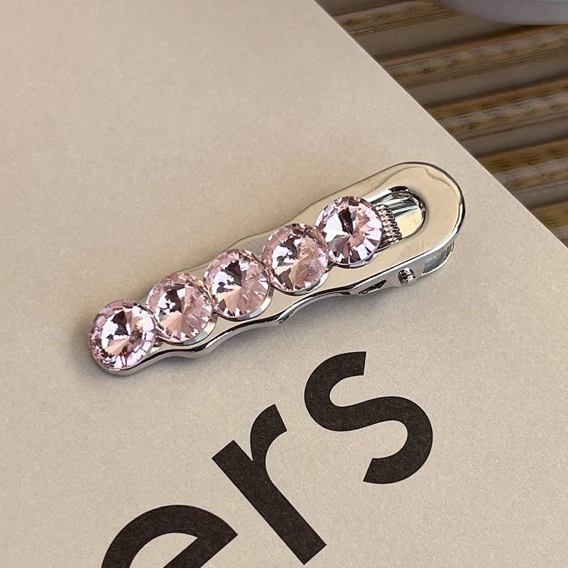 Fashion Luxury Vintage Pink/Silver Heart Rhinestone Hair Clips For Women/Girls