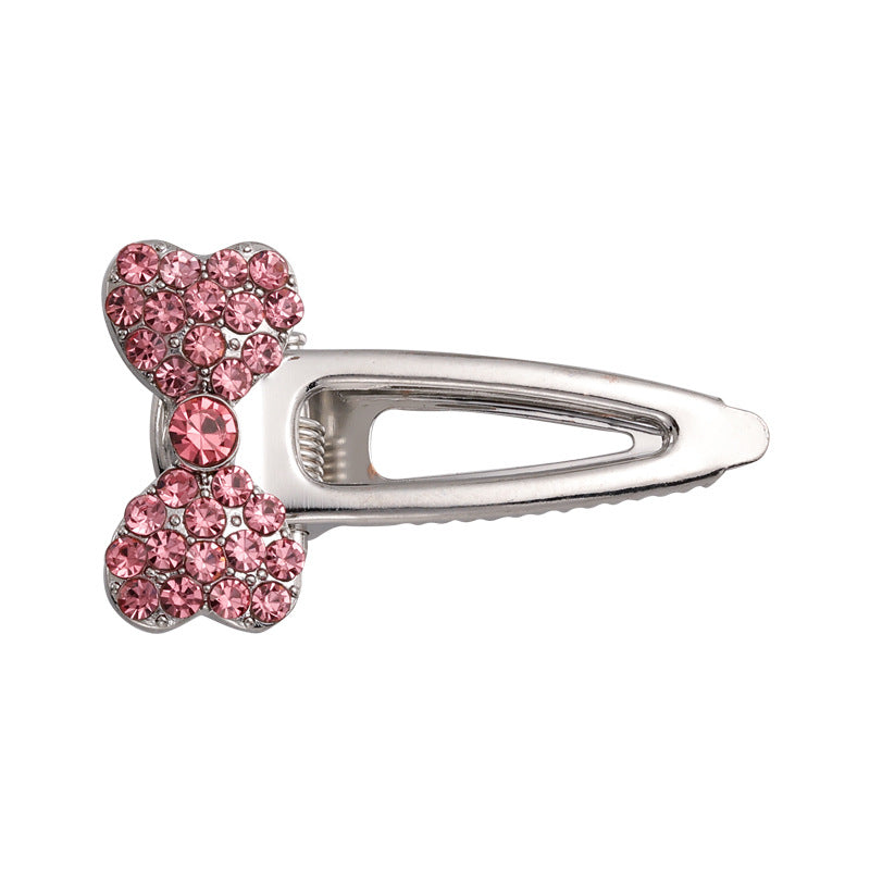 Fashion Luxury Vintage Pink/Silver Heart Rhinestone Hair Clips For Women/Girls