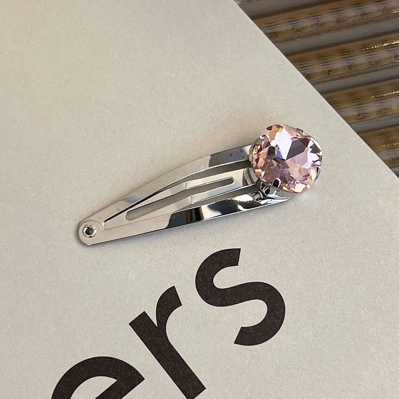 Fashion Luxury Vintage Pink/Silver Heart Rhinestone Hair Clips For Women/Girls