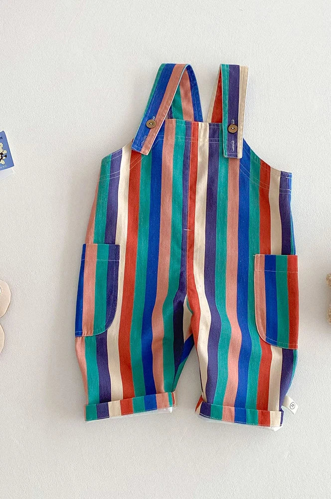Unisex New Spring Polk Dot/Striped Overalls