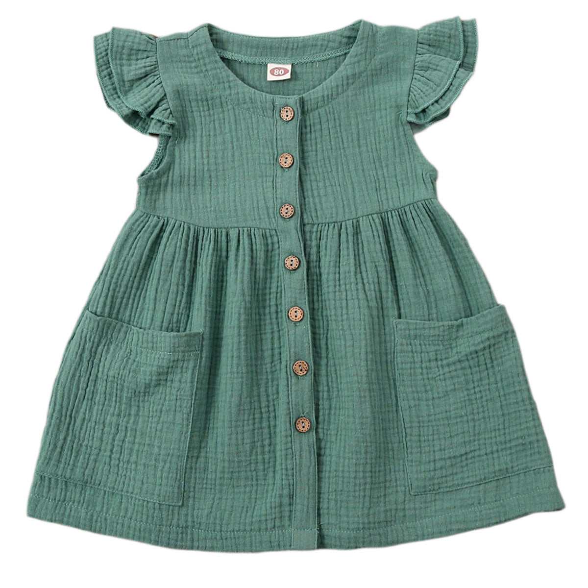 0-6 Years Toddler/Kid Baby Girl Cotton Summer Dress w/ Ruffled Sleeves