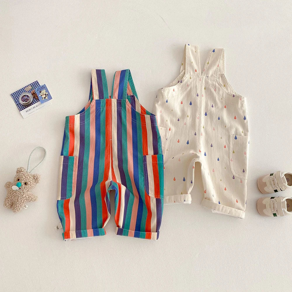 Unisex New Spring Polk Dot/Striped Overalls