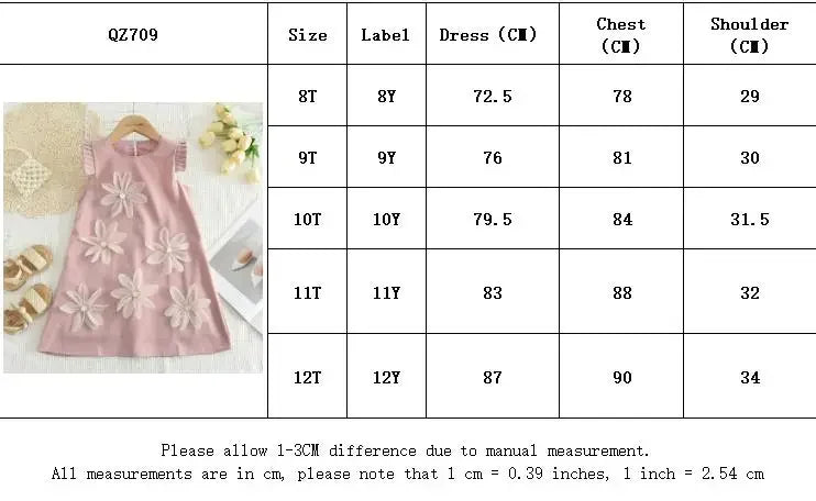 3D Girls Princess Flower Dress