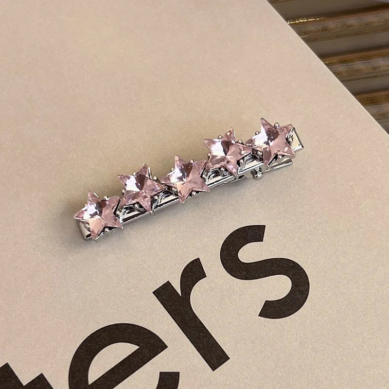 Fashion Luxury Vintage Pink/Silver Heart Rhinestone Hair Clips For Women/Girls