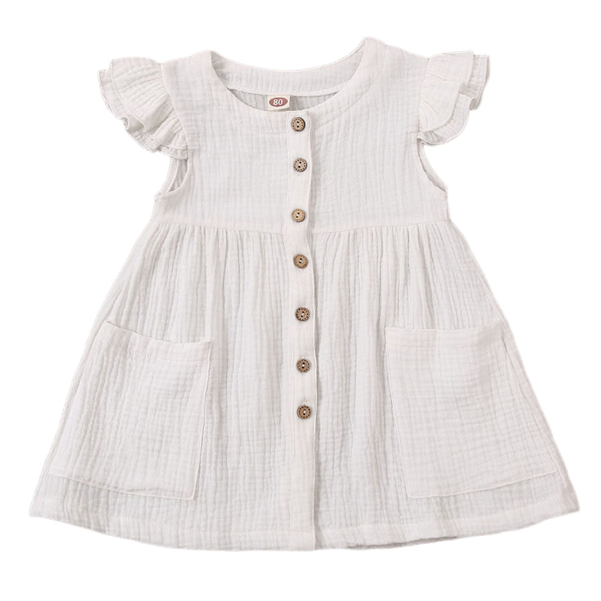 0-6 Years Toddler/Kid Baby Girl Cotton Summer Dress w/ Ruffled Sleeves