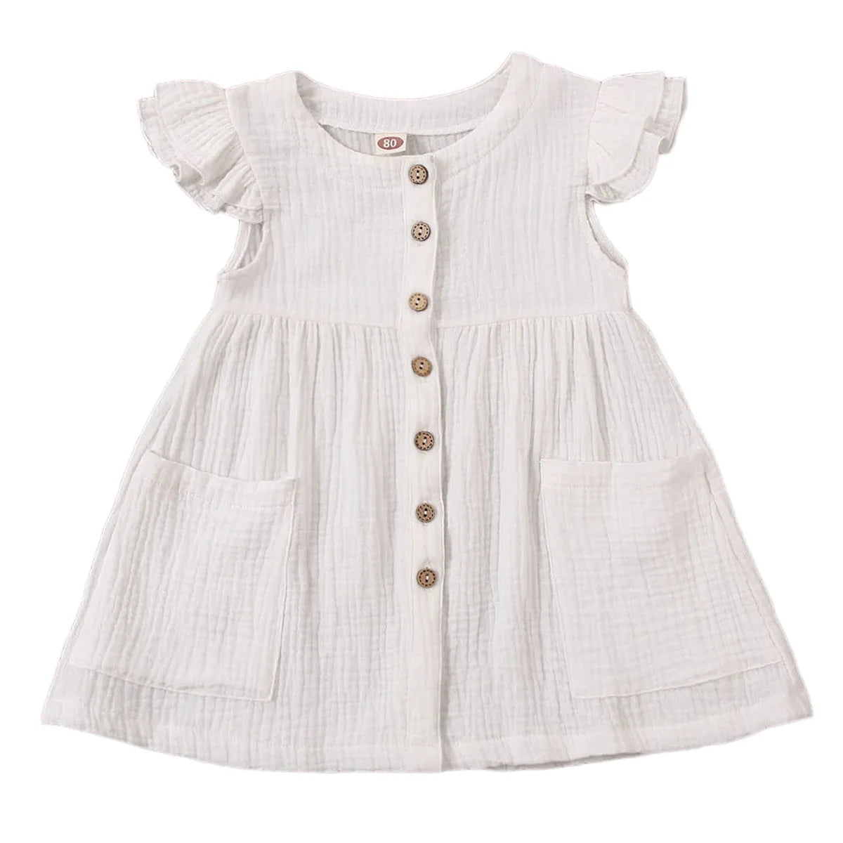 0-6 Years Toddler/Kid Baby Girl Cotton Summer Dress w/ Ruffled Sleeves