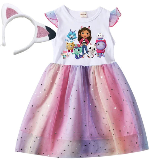 Princess Baby Girls Cartoon Dress W/Sequin Mesh Star