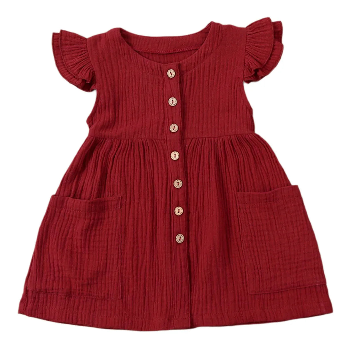 0-6 Years Toddler/Kid Baby Girl Cotton Summer Dress w/ Ruffled Sleeves