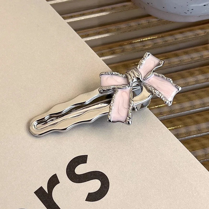 Fashion Luxury Vintage Pink/Silver Heart Rhinestone Hair Clips For Women/Girls