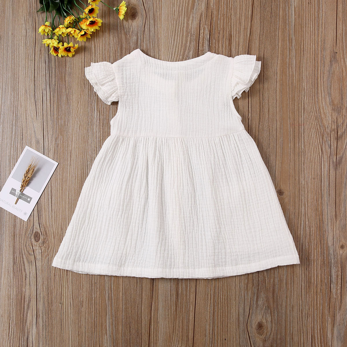 0-6 Years Toddler/Kid Baby Girl Cotton Summer Dress w/ Ruffled Sleeves