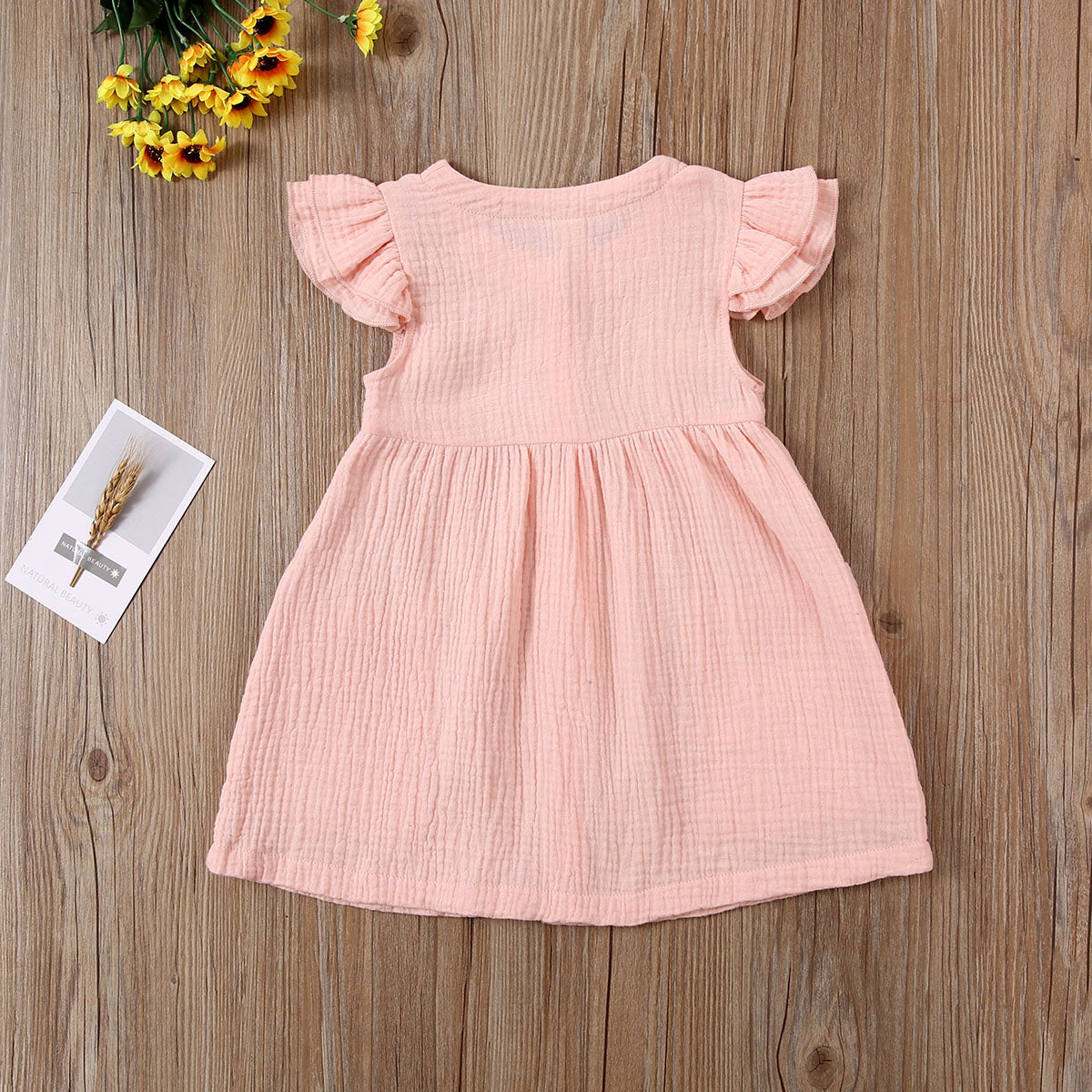 0-6 Years Toddler/Kid Baby Girl Cotton Summer Dress w/ Ruffled Sleeves