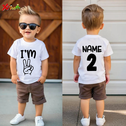 Kids Custom Name and  I'M 1 2 3 4 5  Years Old Birthday Shirt