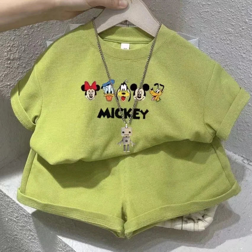 Boys and Girls Disney Printed T-Shirts And Shorts 2pcs Suit Short Sleeve